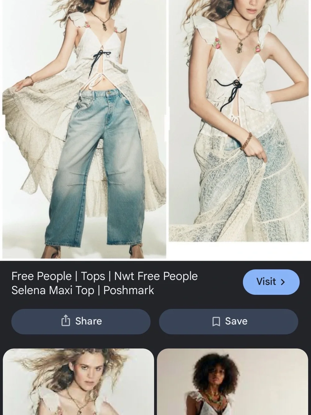 Free People Cream Lace Selena Maxi Vest Overlay